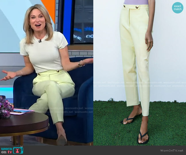 Zara Buttoned Pants with Belt worn by Amy Robach on Good Morning America