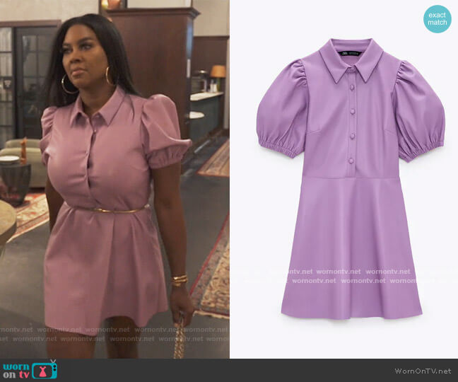 Zara Faux Leather Mini Dress worn by Kenya Moore on The Real Housewives of Atlanta
