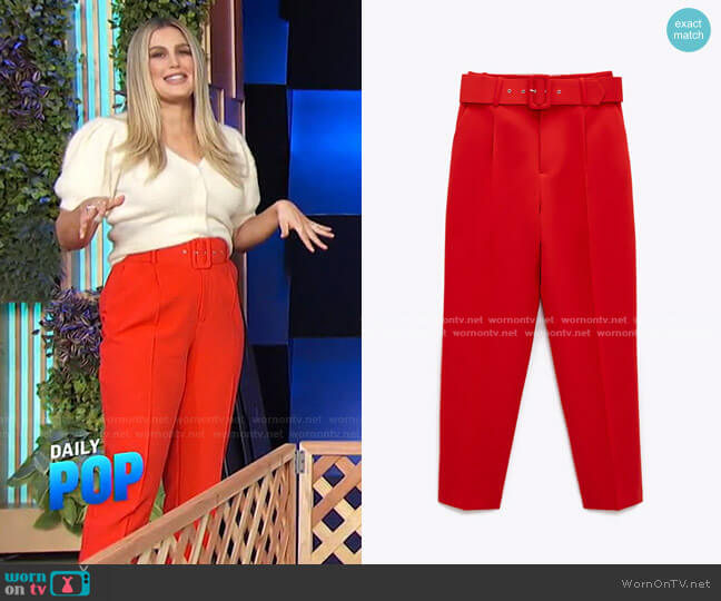 Zara High-Waisted Belted Pants worn by Carissa Loethen Culiner on E! News