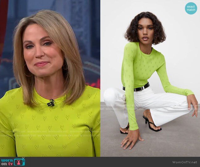Zara Knit Heat Sweater worn by Amy Robach on Good Morning America