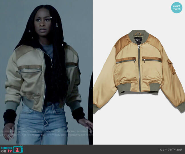Zara Cropped Satin-finish Bomber Jacket worn by Jordan Moore (Keeya King) on Batwoman