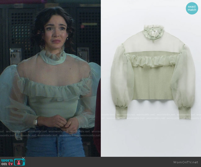 Zara Organza Knit Top worn by Bess (Maddison Jaizani) on Nancy Drew