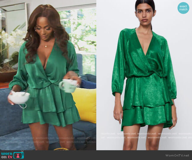 Zara Satin Mini with Knot Dress worn by Cynthia Bailey on The Real Housewives of Atlanta