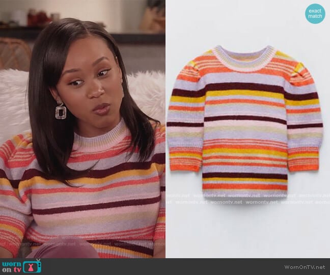 Zara Stripe Knit Sweater worn by Olivia Lockhart (Katlyn Nichol) on Black-ish