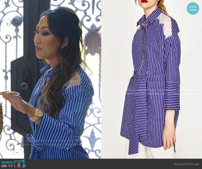 Zara Stripe Shirt Dress worn by Tiffany Moon on The Real Housewives of Dallas