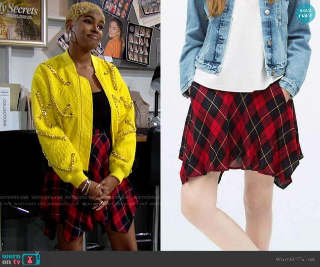 Zara Tartan Skirt worn by Paris Buckingham (Diamond White) on The Bold and the Beautiful