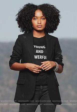 Zoey’s black star embellished blazer on Black-ish