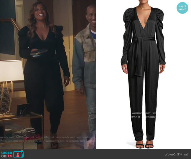 ALC Christian Puff-Sleeve Belted Jumpsuit worn by Mika (Kimrie Lewis) on Kenan