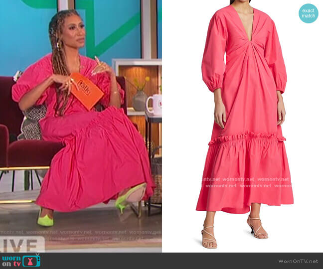 A.L.C. Irena Ruffle Tiered Midi Dress worn by Elaine Welteroth on The Talk