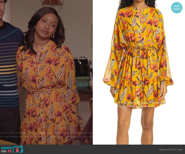 A.L.C. Jen Long Sleeve Silk Shirtdress worn by Olivia Lockhart (Katlyn Nichol) on Black-ish