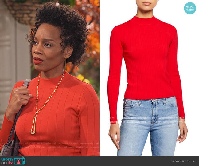 A.L.C. Koko Ribbed Mock Neck Top