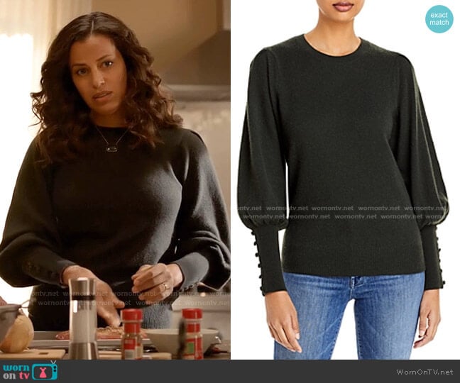 Aqua Cashmere Cashmere Balloon Sleeve Sweater worn by Grace Stone (Athena Karkanis) on Manifest