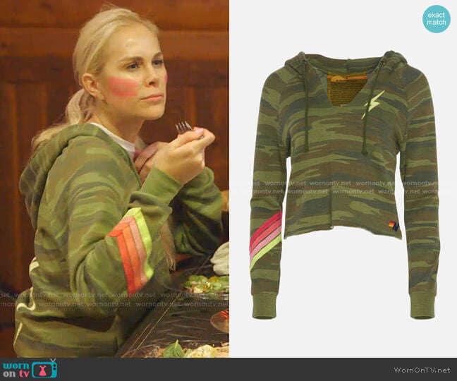 Aviator Nation Bolt Stitch Split Hoodie worn by Kameron Westcott on The Real Housewives of Dallas