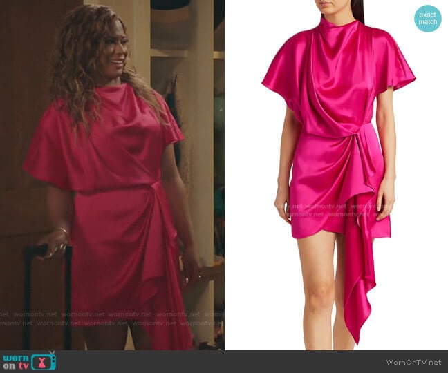 Acler Lochner Satin Draped Dress worn by Mika (Kimrie Lewis) on Kenan