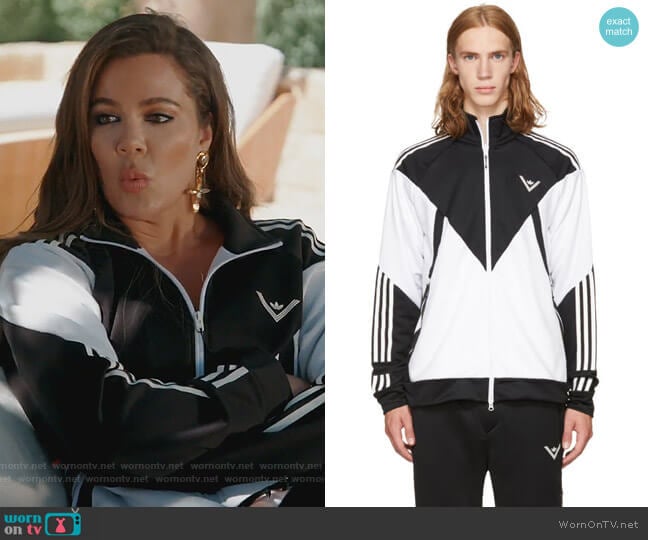 Adidas White Mountaineering Black and White Track Jacket worn by Khloe Kardashian on Keeping Up with the Kardashians