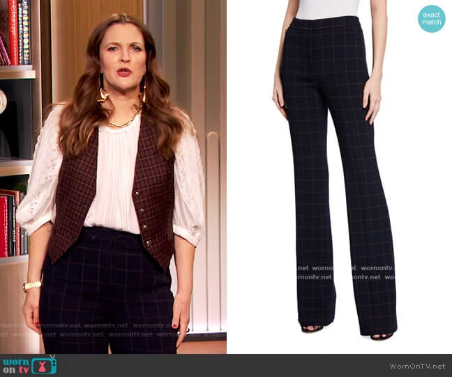 Akris Farida Windowpane Pants worn by Drew Barrymore on The Drew Barrymore Show