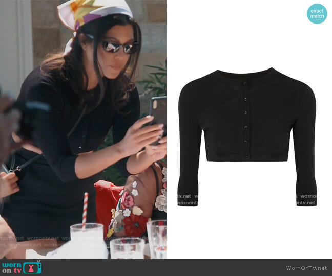 Alaia Cropped wool-blend cardigan worn by Kourtney Kardashian on Keeping Up with the Kardashians
