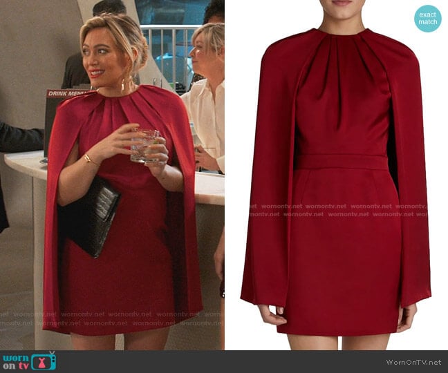 Alexander McQueen Cape Silk Mini Dress worn by Kelsey Peters (Hilary Duff) on Younger