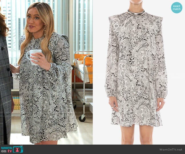 Alexander McQueen Art Nouveau Mini Dress worn by Kelsey Peters (Hilary Duff) on Younger