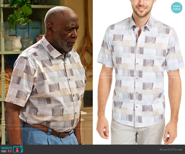 Alfani Geometric-Print Cotton Shirt