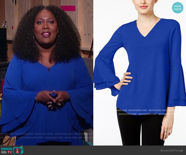 Alfani Bell Sleeve Blouse worn by Sheryl Underwood on The Talk