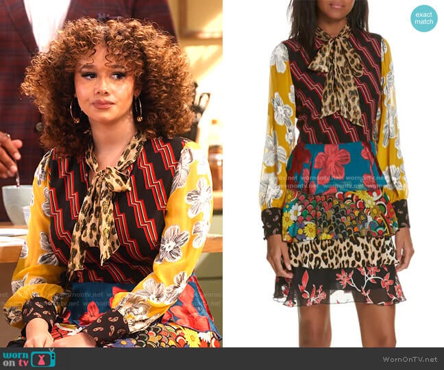 Alice + Olivia Dasha Ruffle Tiered Dress worn by Jade (Talia Jackson) on Family Reunion