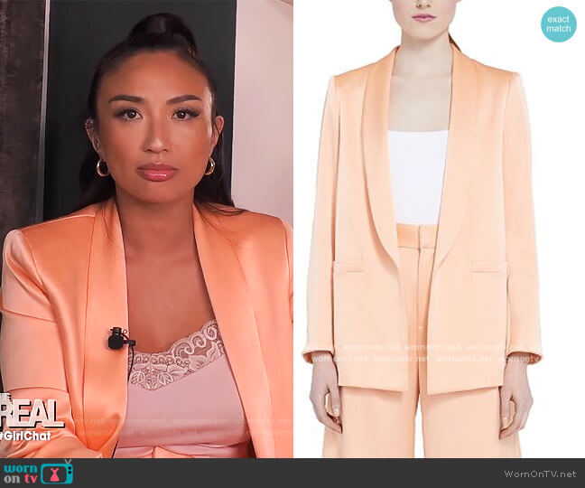 Alice + Olivia Kylie Shawl-Collar Blazer worn by Jeannie Mai on The Real