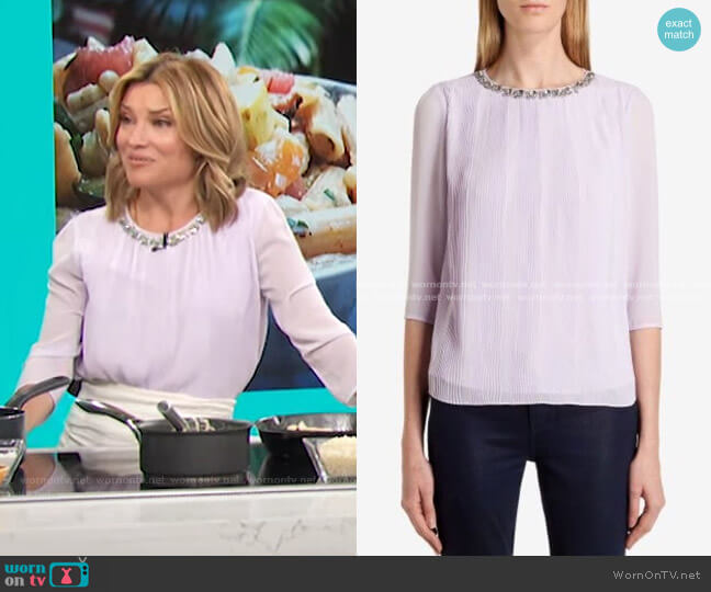 Ted Baker Altrr Blouse in Light Purple worn by Kit Hoover on Access Hollywood