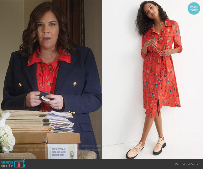 Farm Rio Calixta Midi Shirtdress worn by Sara Castillo (Lindsay Mendez) on All Rise