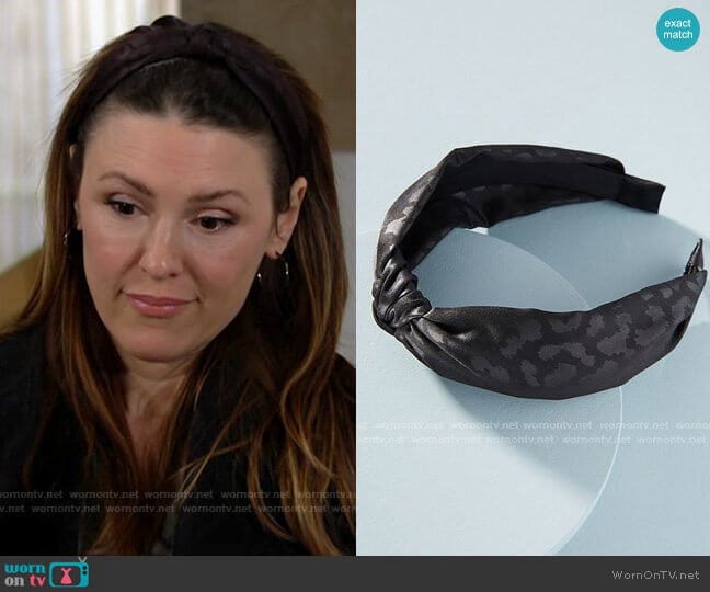 Leopard-Printed Knotted Headband from Anthropologie worn by Chloe Mitchell (Elizabeth Hendrickson) on The Young and the Restless