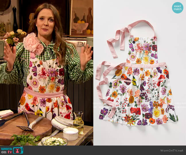 Anthropologie Nathalie Lete Helena Apron worn by Drew Barrymore on The Drew Barrymore Show