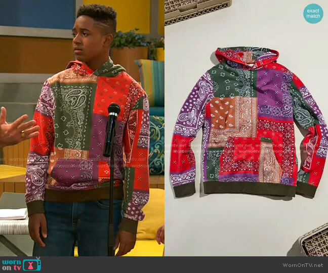 BDG Bandana Hoodie Sweatshirt worn by Booker Baxter (Issac Ryan Brown) on Ravens Home