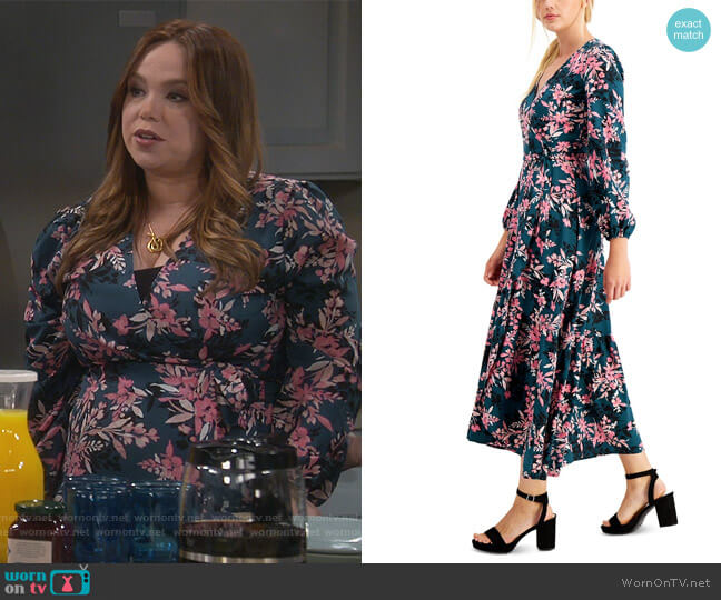 Bar lll Floral-Print Wrap Maxi Dress worn by Kristin Baxter (Amanda Fuller) on Last Man Standing