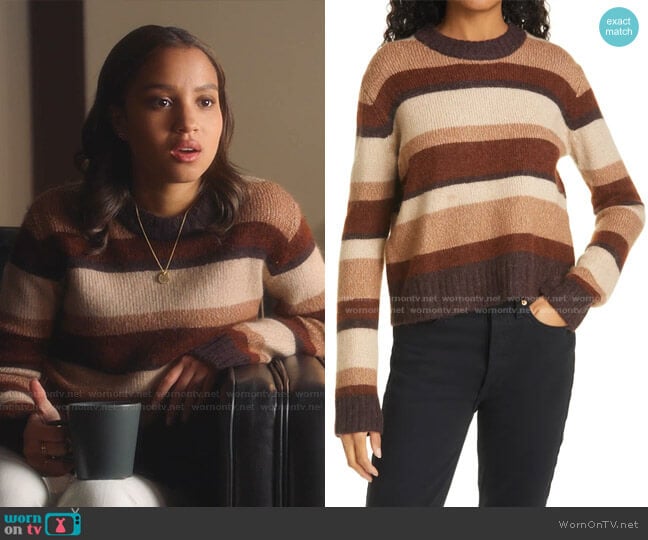 BAUM UND PFERDGARTEN Stripe Wool Blend Sweater worn by May Grant (Corinne Massiah) on 9-1-1