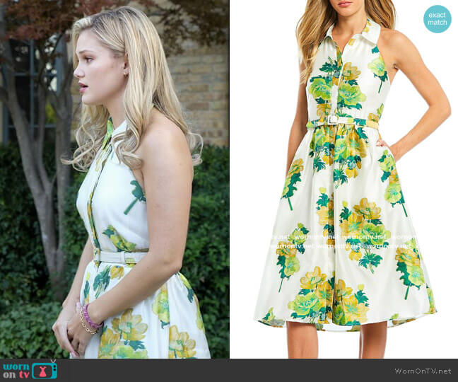 Belle Badgley Mischka Floral Print Halter Neck Belted Midi Shirt Dress worn by Kate Wallis (Olivia Holt) on Cruel Summer