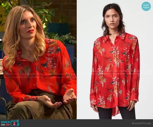 All Saints Bernie Melisma Shirt worn by Chelsea Grayson (Anneliese van der Pol) on Ravens Home