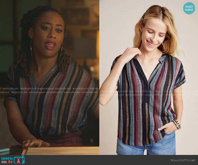 Velvet by Graham & Spencer Corina Peasant Top worn by Malika Williams (Zuri Adele) on Good Trouble