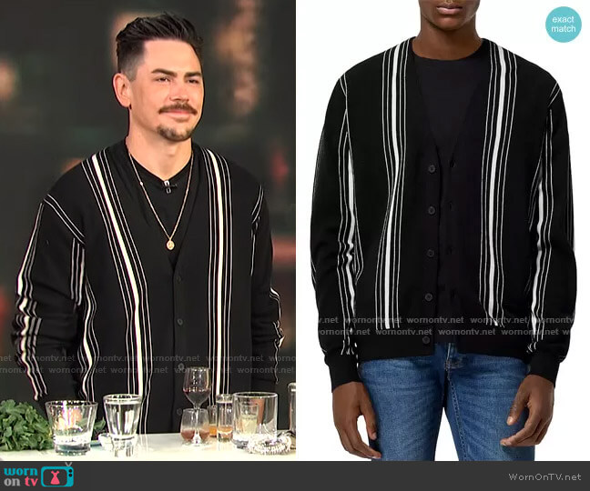 The Kooples Cotton Blend Striped Cardigan