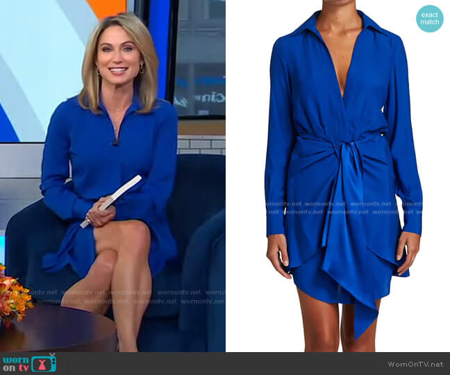 Derek Lam 10 Crosby Harper Twist-Front Shirtdress worn by Amy Robach on Good Morning America