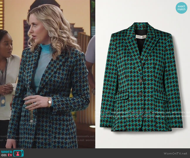 Diane von Furstenberg Petra jacquard blazer worn by Tami (Taylor Louderman) on Kenan