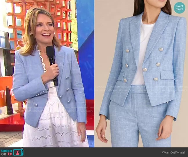Veronica Beard Diego Heathered Plaid Dickey Jacket worn by Savannah Guthrie on Today