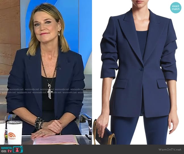 Michael Kors Double Crepe-Sablé Crushed-Sleeve Blazer worn by Savannah Guthrie on Today