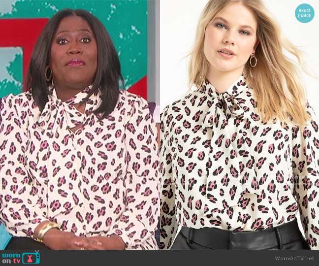 Eloquii Tie Neck Blouse worn by Sheryl Underwood on The Talk
