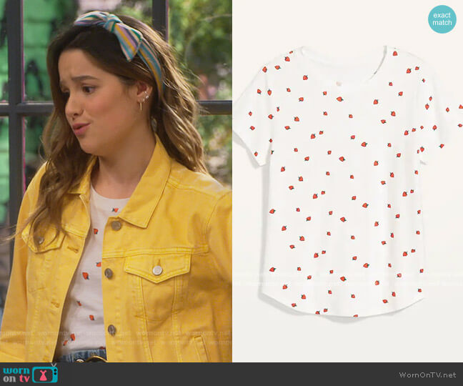 Old Navy EveryWear Printed Slub-Knit Tee worn by Lex (Jules LeBlanc) on Side Hustle