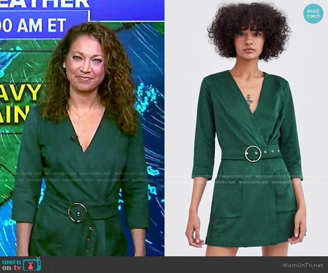 Zara Faux Suede Jumpsuit worn by Ginger Zee on Good Morning America