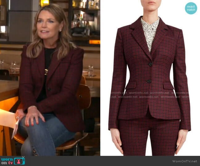 Altuzarra Fenice Plaid Wool-Blend Blazer worn by Savannah Guthrie on Today