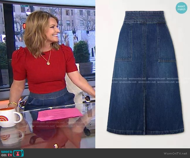Prada Flora Block Heel Pump worn by Savannah Guthrie on Today