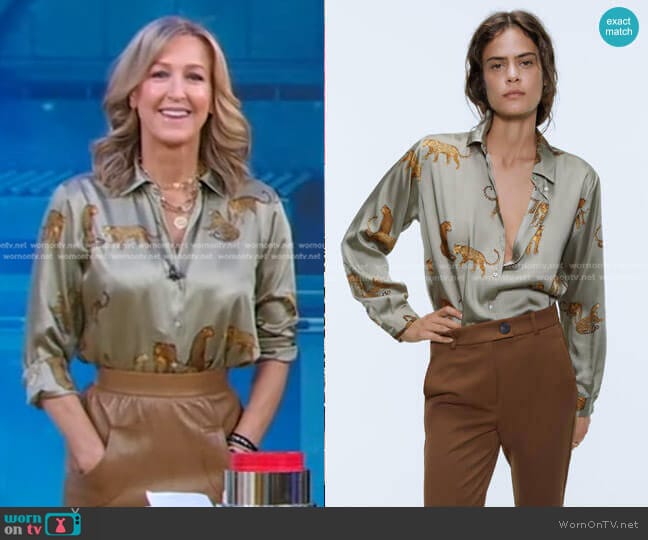 Zara Flowy Printed Shirt worn by Lara Spencer on Good Morning America
