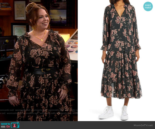 Free People Feeling Groovy Dress in Forest Combo worn by Kristin Baxter (Amanda Fuller) on Last Man Standing