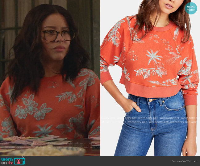 Free People Poppy Pullover Sweatshirt worn by Mariana Foster (Cierra Ramirez) on Good Trouble